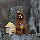 Медвежонок-пасечник из шерсти, Войлочная игрушка, Минск,  Фото №1