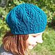 Knit beret hat women, french beret, spring. Berets. Джемпера, шапки, палантины от 'Azhurles'. Online shopping on My Livemaster.  Фото №2
