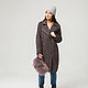 Дизайнерское двубортное утепленное пальто-косуха из красивой итальянской ткани с застежкой на молнию riri.
