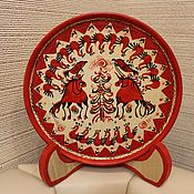 Для дома и интерьера handmade. Livemaster - original item Decorative plate Mezen horses. Handmade.