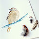 'Bird' watercolor painting (birds, beige, bird painting), Pictures, Korsakov,  Фото №1