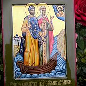 Картины и панно handmade. Livemaster - original item Saints Peter and Fevronia of Murom.Family icon. Handmade.