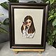 A picture embroidered with a cross, A girl with a glass, embroidery, Pictures, Chelyabinsk,  Фото №1