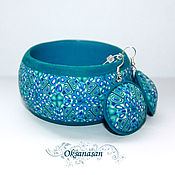 Украшения handmade. Livemaster - original item Jewelry set: bracelet and earrings Turquoise kaleidoscope. Handmade.