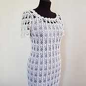 Одежда handmade. Livemaster - original item White Cotton Hand knitting Crocheted Summer Dress. Handmade.