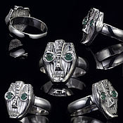 Серебряное кольцо с хризопразом Зелёная лоза