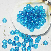 Материалы для творчества handmade. Livemaster - original item Round Beads 50 pcs 4 mm Blue Craquelure. Handmade.