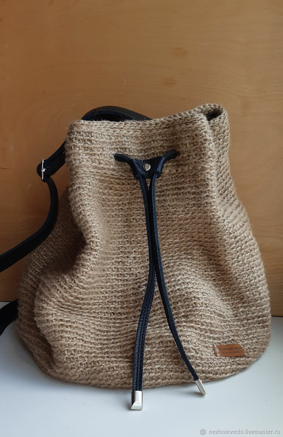Bag-bag: knitted jute backpack, Bucketbag, Vladimir,  Фото №1