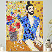 Картины и панно handmade. Livemaster - original item El Joven Gustav Klimt. Pintura mosaico gráfico retrato hombres Erotica. Handmade.