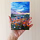Miniature oil painting 'Cornflower sunset' 10/15. Pictures. Anji's favourite pictures (anzhela-a). My Livemaster. Фото №6