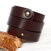 Украшения handmade. Livemaster - original item Dark Brown Leather Bracelet, Leather Wide Bracelet. Handmade.