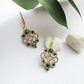 Украшения handmade. Livemaster - original item Earrings with green beryl, braided earrings frivolite. Handmade.