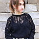 Knitted openwork mohair sweater, women's black jumper, Jumpers, Kazan,  Фото №1