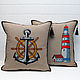 Order Pillow with embroidery in marine style Anchor and steering Wheel. pillowstown. Livemaster. . Pillow Фото №3