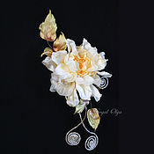 Brooch-rose Lily Marlene silk floristry