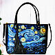Женская кожаная сумка Ван Гог. Звездная ночь", Классическая сумка, Болонья,  Фото №1