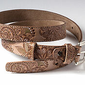 Аксессуары handmade. Livemaster - original item Golden Brown leather belt. Handmade.