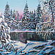 Painting Winter landscape oil Painting Winter Winter Forest at Sunset, Pictures, Moscow,  Фото №1