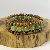 Украшения handmade. Livemaster - original item Braided Bracelet Green Tree (chalcedony, wood). Handmade.