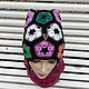  Owl hat for women, for girls (black wool), Caps, Lomonosov,  Фото №1