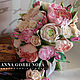 Свадебный букет из пионов ,пионовидных роз выполнен из полимерной глины `Цветочный зефир`
