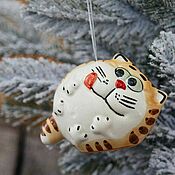 Для дома и интерьера handmade. Livemaster - original item Ginger Cat Glutton Christmas Tree toy. Handmade.