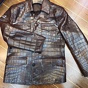 Мужская одежда handmade. Livemaster - original item Men`s crocodile leather jacket, brown color.. Handmade.