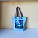 Blue Beach Bag Shopper Forest Motif Ballerina Shoulder Bag Tote, Beach bag, Mytishchi,  Фото №1