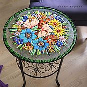 Для дома и интерьера handmade. Livemaster - original item Tables: glass fusing Bouquet of summer. Handmade.