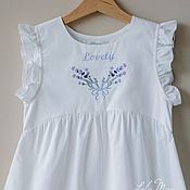 Одежда детская handmade. Livemaster - original item Nightgown for girls with embroidery white color. Handmade.