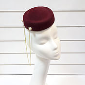 Аксессуары handmade. Livemaster - original item Velour mini-cap with a chain. Color Bordeaux. Handmade.