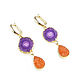 Earrings with solar quartz and agate druse, purple, orange. Earrings. Irina Moro. My Livemaster. Фото №6