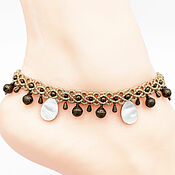 Украшения handmade. Livemaster - original item Bracelet on the leg mother of pearl anklet with bells pendants braided. Handmade.