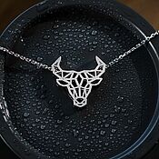 Украшения handmade. Livemaster - original item Bull (Taurus) Pendant | Silver | Geometry Collection. Handmade.