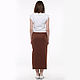 Brown linen skirt with a split. Skirts. LINEN & SILVER ( LEN i SEREBRO ). Ярмарка Мастеров.  Фото №6