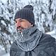 Заказать Шапка двойная НОРИС, снуд на молнии ДЕРИЛ темно-серый. Вязаный кэжуал  UNIC Ирина. Ярмарка Мастеров. . Комплекты головных уборов Фото №3