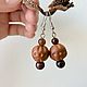 Earrings with pomegranate, coffee agate and ceramic beads, Earrings, St. Petersburg,  Фото №1