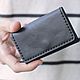 Black leather cardholder for cards and business cards, men's wallet, Cardholder, Krasnodar,  Фото №1