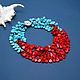 Бусы ожерелье с натуральной бирюзой и красными кораллами, Бусы, Рошаль,  Фото №1