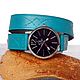 Wristwatch on Turquoise Genuine Leather Bracelet, Watches, St. Petersburg,  Фото №1