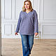 Blue melange pullover made of cotton with elastane, tunic. Pullover Sweaters. natali. My Livemaster. Фото №6