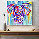 Painting elephant Interior painting in the style of pop art 50h50. Pictures. Yulia Berseneva ColoredCatsArt. My Livemaster. Фото №5