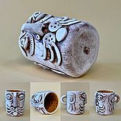 Посуда handmade. Livemaster - original item Mugs and cups: Kat stucco No. 5. Handmade.