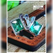 Серьги "Дорожка из кристаллов" Серебро 925 пробы