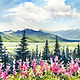 Watercolor painting ' Mountain Valley. Altay ', Pictures, Moscow,  Фото №1