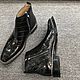 Men's half-boots with a zipper, crocodile skin, black color!, Ankle boot, St. Petersburg,  Фото №1