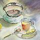 watercolor. Tea with lemon. Pictures. ArtShipilina. My Livemaster. Фото №4
