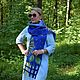 Шарф женский валяный на шелке синий Подсолнух. Шарфы. Лариса Акимова  АЛОРАFelt. Ярмарка Мастеров.  Фото №6