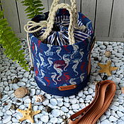Работы для детей, handmade. Livemaster - original item A bucket bag in a nautical style.. Handmade.