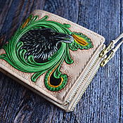 Сумки и аксессуары handmade. Livemaster - original item Purse with crows embossed in patterns with a zipper. Handmade.